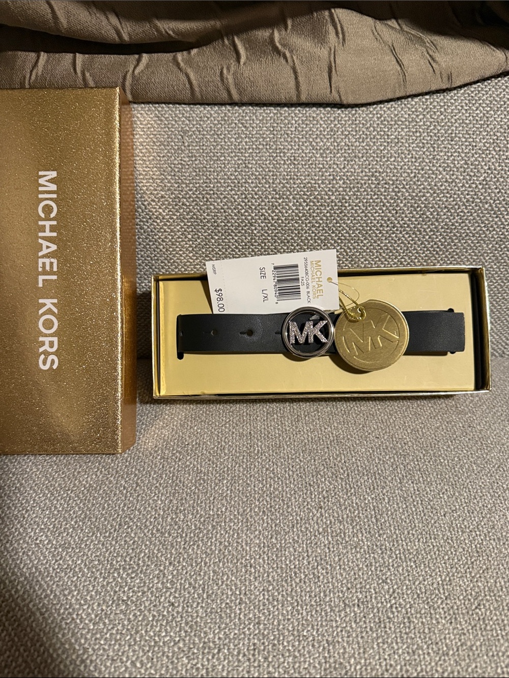 Michael Kors Women’s Black Leather Logo Belt